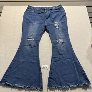 Unbranded Distressed Flare Jeans Womens 4XL Blue